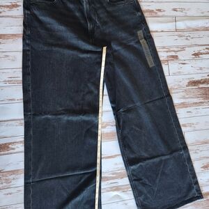 NWT American Eagle Super High-Rise Baggy Wide Leg Pants 14 Long Faded Black
